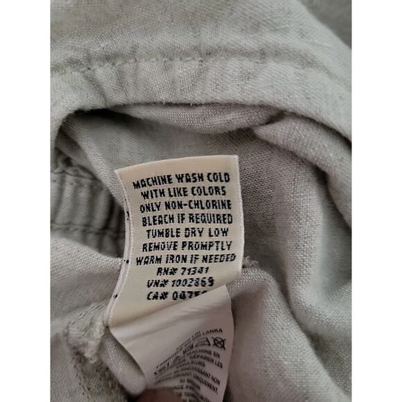 LL Bean Wide Leg Linen Pants Women 14 Tan Drawstring Elastic Waist Beach Coastal - Picture 11 of 11